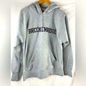 Vintage MV Sport Breckenridge Colorado Gray Pullover Hoodie Sweatshirt Sz Large